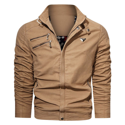 Herren leichtes Canvas‑Utility‑Blouson mit Stehkragen, asymmetrischer Brustreißverschlusspartie und Zier‑Reißverschlüssen Echoarchiv