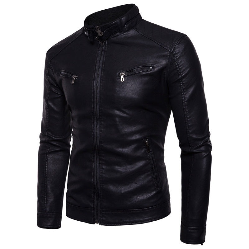 Herren elegante und bequeme Lederjacke mit asymmetrischem Reißverschluss Echoarchiv