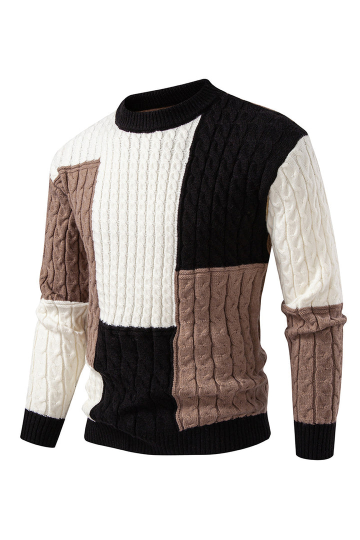 Herren modischer Strickpullover mit kreativer Farbblock-Optik Echoarchiv