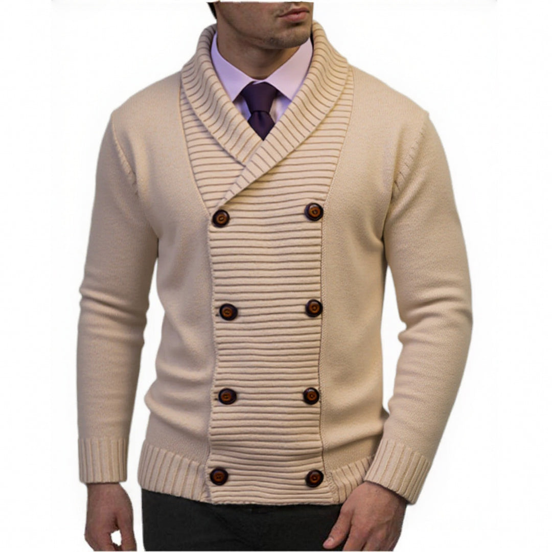 Herren modischer Strickpullover mit doppeltem Knopfverschluss und strukturiertem Design Echoarchiv