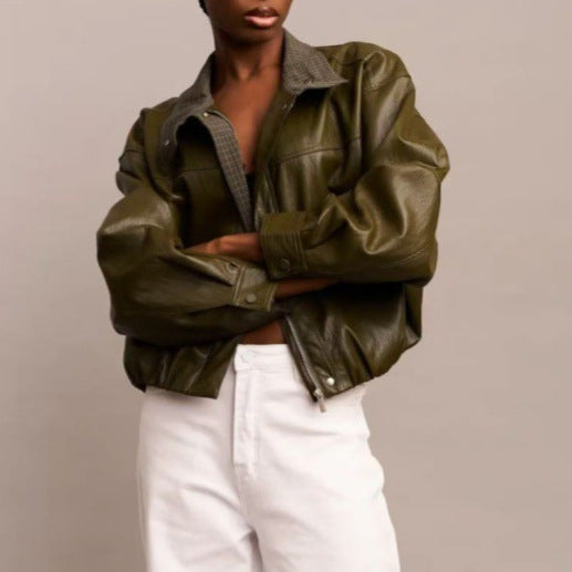 Damen Modische Lederjacke im avantgardistischen Stil