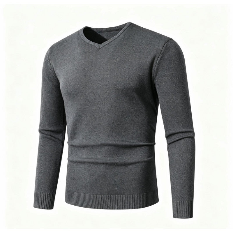 Herren Feiner V-Ausschnitt Feinstrickpullover mit schmalem Rippsaum Echo Archiv
