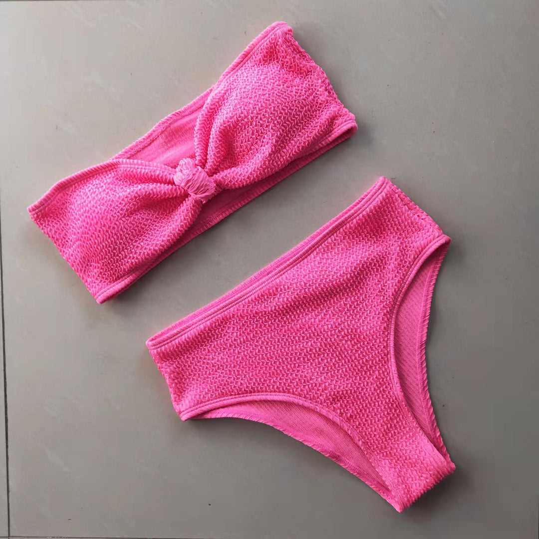 Damen Bikini-Set mit strukturierter Oberfläche und modischem Knoten Echo Archiv