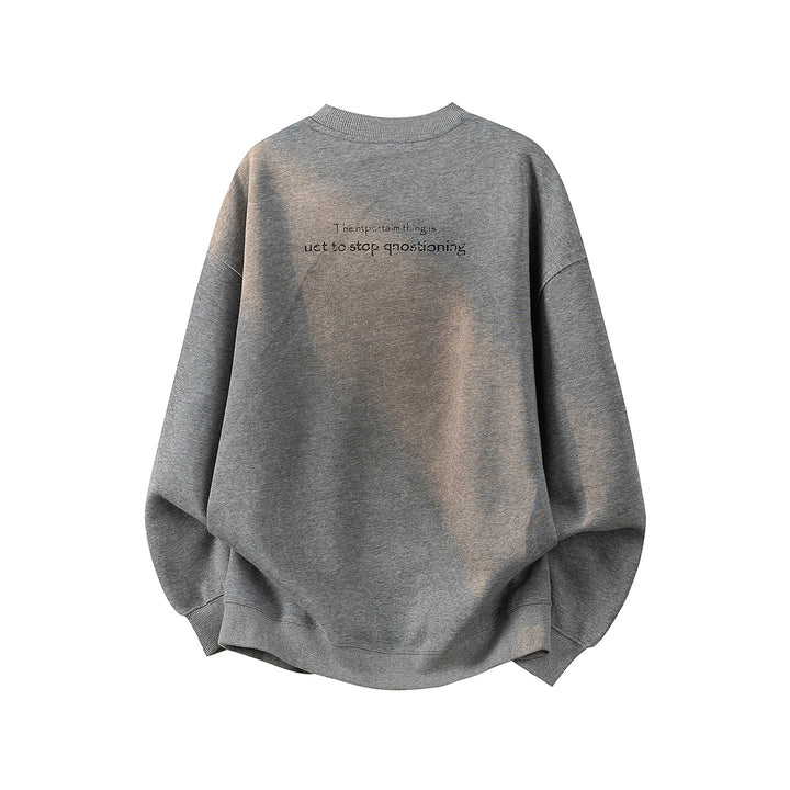 Damen Oversize-Sweatshirt mit gesticktem Schriftzug, abgerundetem Saum & überschnittener Schulter Echoarchiv