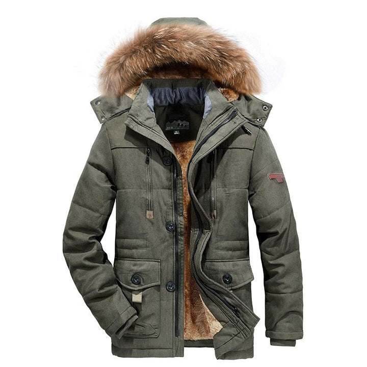 Herren Arctic-Utility-Parka mit durchgehendem Teddyfutter, Zweiwege-Reißverschluss und abnehmbarer Pelzkapuze – Marzano