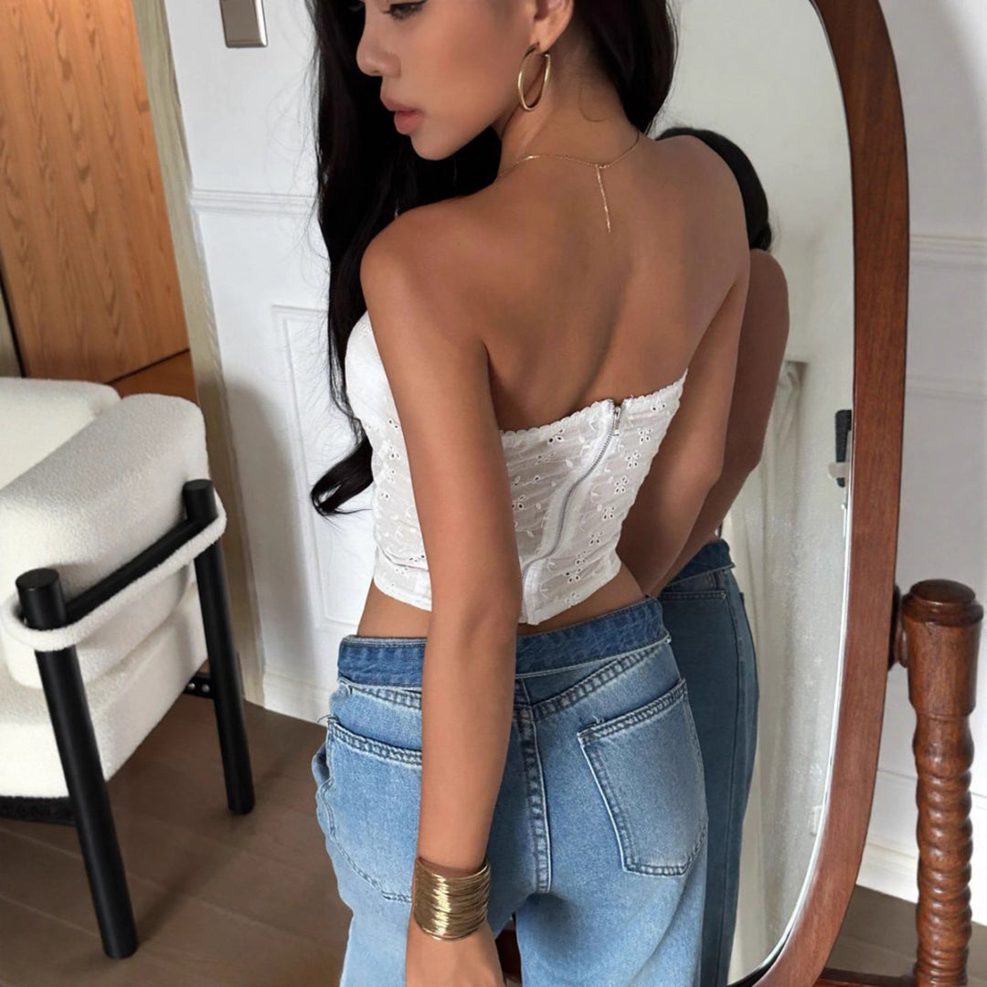 Damen lässiges Bandeau-Oberteil aus floralem Stoff Echo Archiv