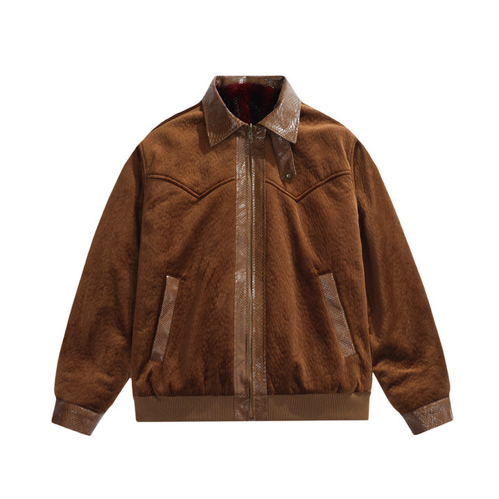 Herren Teddy-Fleece-Boxy-Jacke mit Hemdkragen, durchgehendem Metallreißverschluss & geripptem Saum Echoarchiv