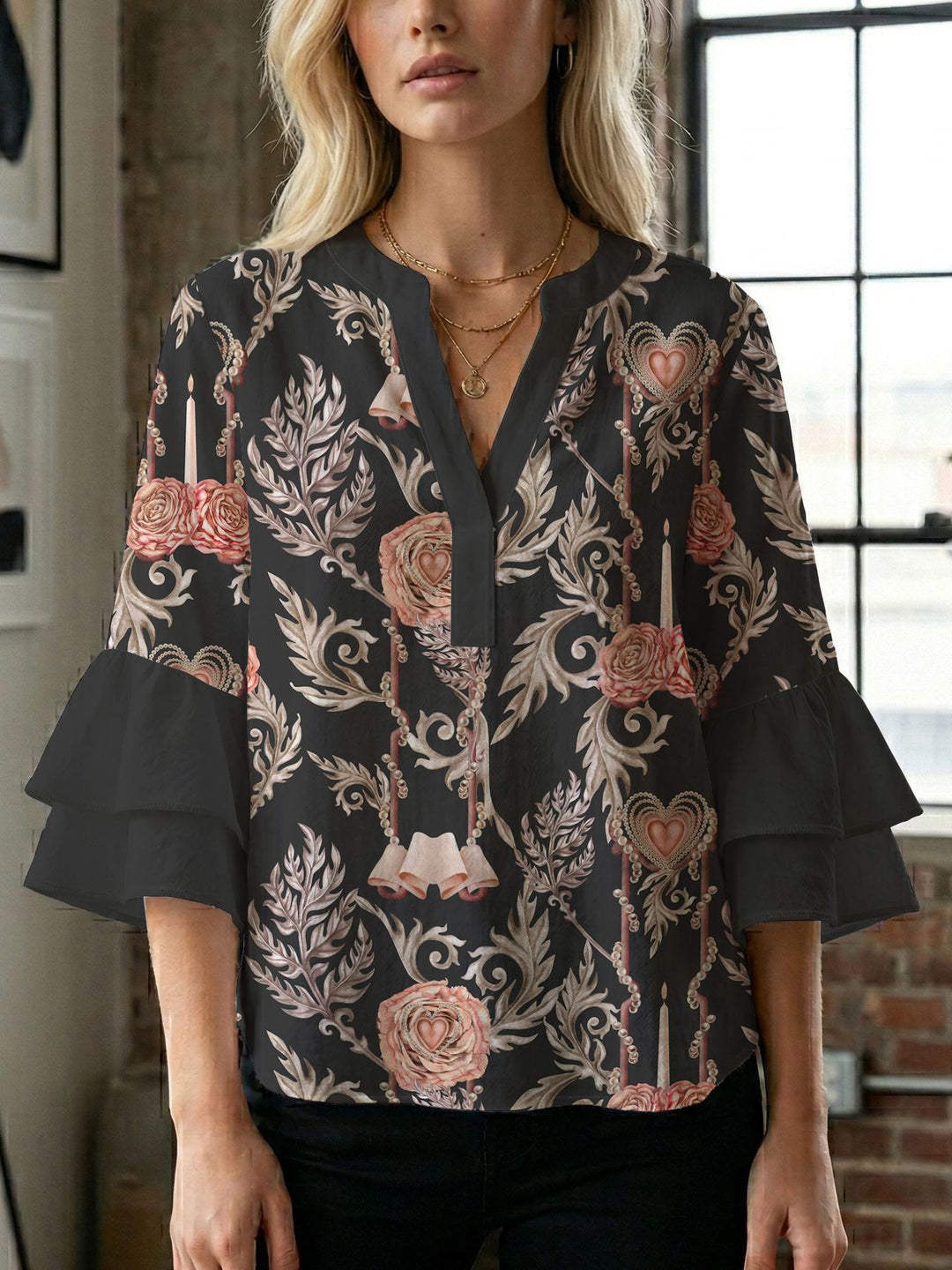 Damen Bluse mit wunderschönen floralem Design Echo Archiv