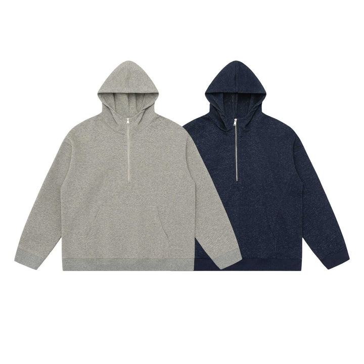 Unisex Kapuzen-Halbzip-Sweatshirt im Oversize-Fit mit Kängurutasche Echoarchiv