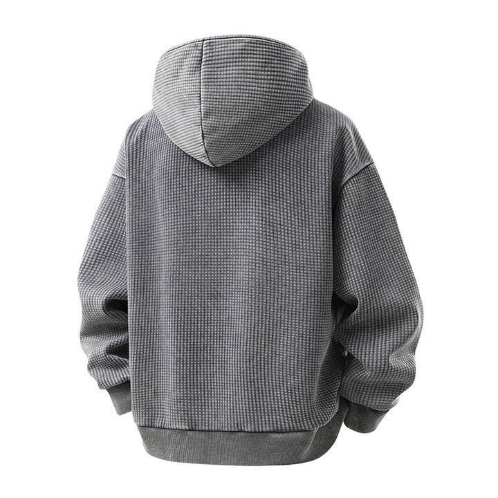 Herren Oversize Waffelstruktur-Kapuzenjacke mit hohem Schlauchkragen und diagonalem Reißverschluss Echo Archiv