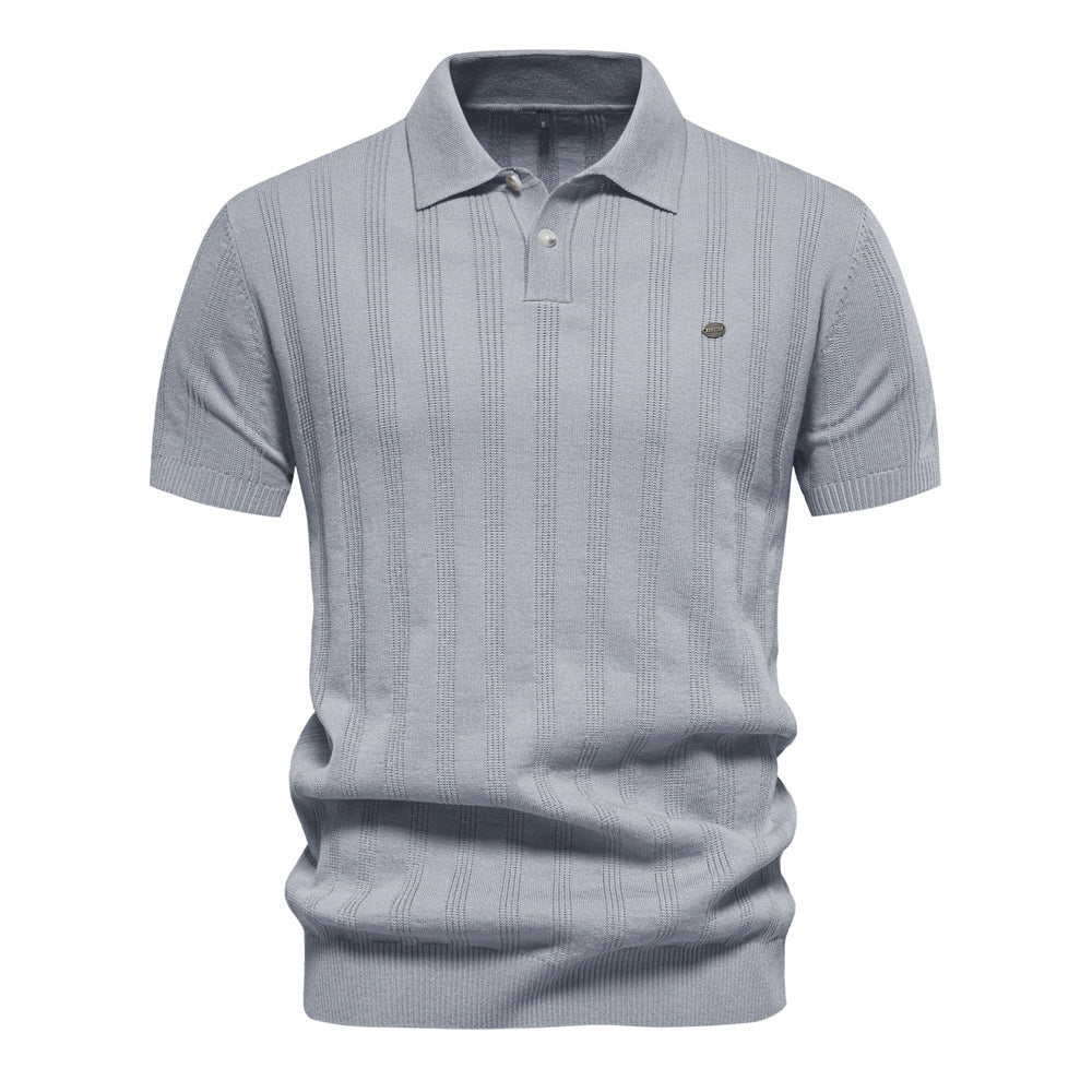 Herren Kurzarm Polo-Shirt mit strukturiertem Streifenmuster Echoarchiv