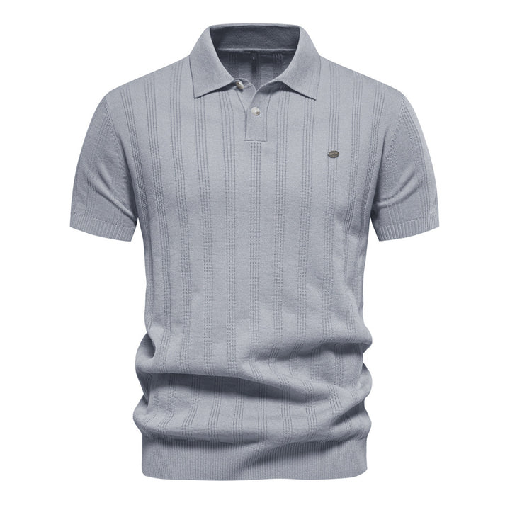Herren Kurzarm Polo-Shirt mit strukturiertem Streifenmuster Echoarchiv