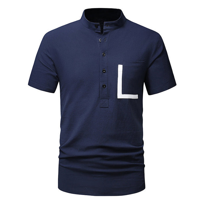 Herren Kurzarm-Henley-Shirt mit praktischem Knopfverschluss Echoarchiv