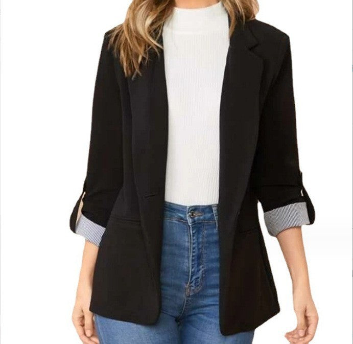 Damen nan taillierter Casual-Blazer mit umschlagärmeln und dekorativem Knopfdetail Echo Archiv