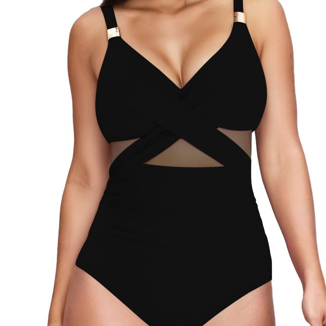 Damen Eleganter Einteiler mit transparenter Einsätzen Echo Archiv