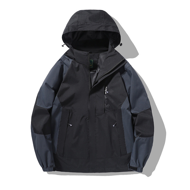 Herren Nano Wind- und wasserabweisende Outdoor-Hoodie-Jacke mit Belüftungsnetz, verstellbarer Kapuze und verdeckter Vorderklappe – Cavarno