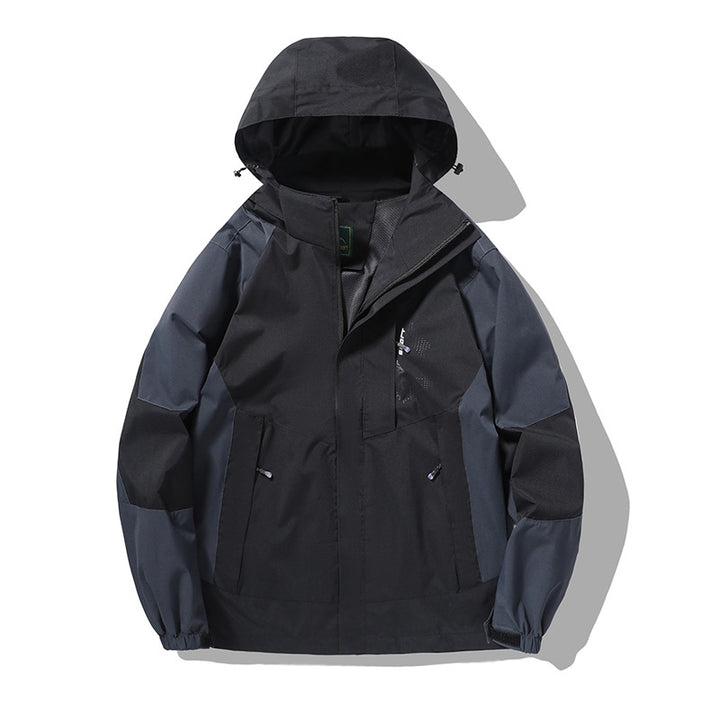 Herren Nano Wind- und wasserabweisende Outdoor-Hoodie-Jacke mit Belüftungsnetz, verstellbarer Kapuze und verdeckter Vorderklappe – Cavarno