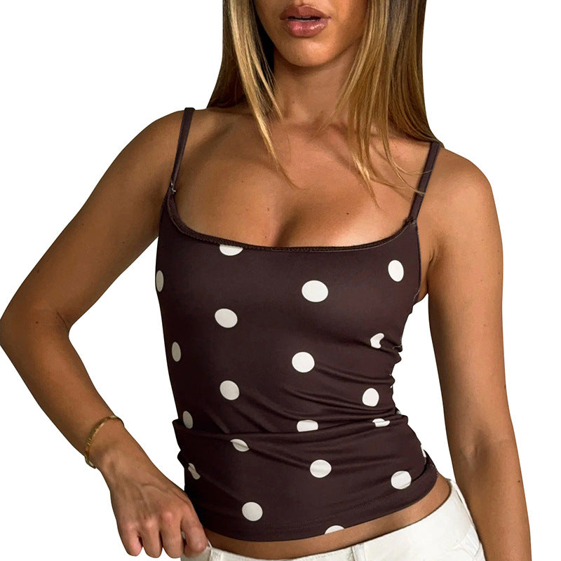 Damen ärmelloses Top mit verspieltem Polka-Dots Muster und figurbetontem Schnitt Echo Archiv