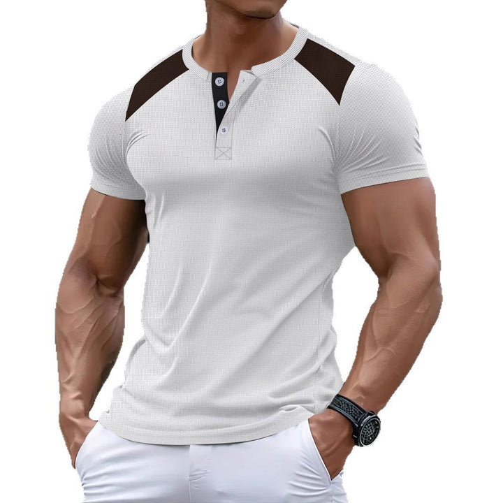 Herren Freizeit Henley-Shirt mit Mesh-Details Echoarchiv