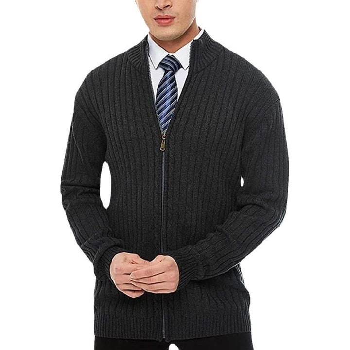 Herren Strickjacke mit hochgeschlossenem Kragen und Reißverschluss Echoarchiv