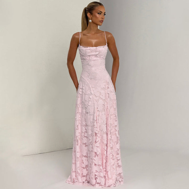 Damen Maxikleid mit floralem Spitzenmuster und schwingendem Rock Echo Archiv