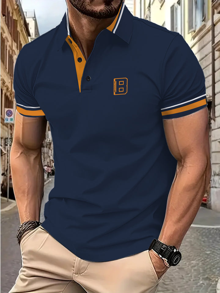 Herren Kurzarm Poloshirt mit modischen Kontrastdetails Echoarchiv