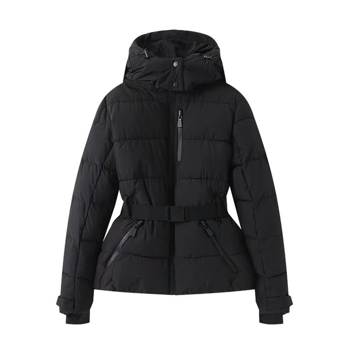 Damen 100+ gesteppte Ski- und Winterjacke mit Kapuze, Taillengürtel & wasserdichten Reißverschlüssen Echo Archiv
