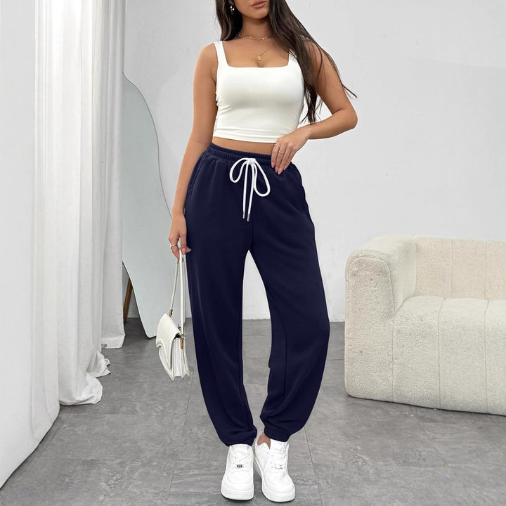 Damen High-Waist Jogginghose mit Tunnelzug, elastischen Bündchen und Seitentaschen Echoarchiv