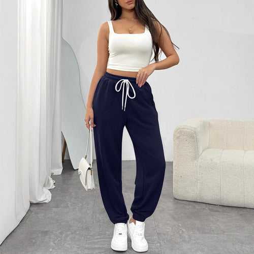 Damen High-Waist Jogginghose mit Tunnelzug, elastischen Bündchen und Seitentaschen Echoarchiv