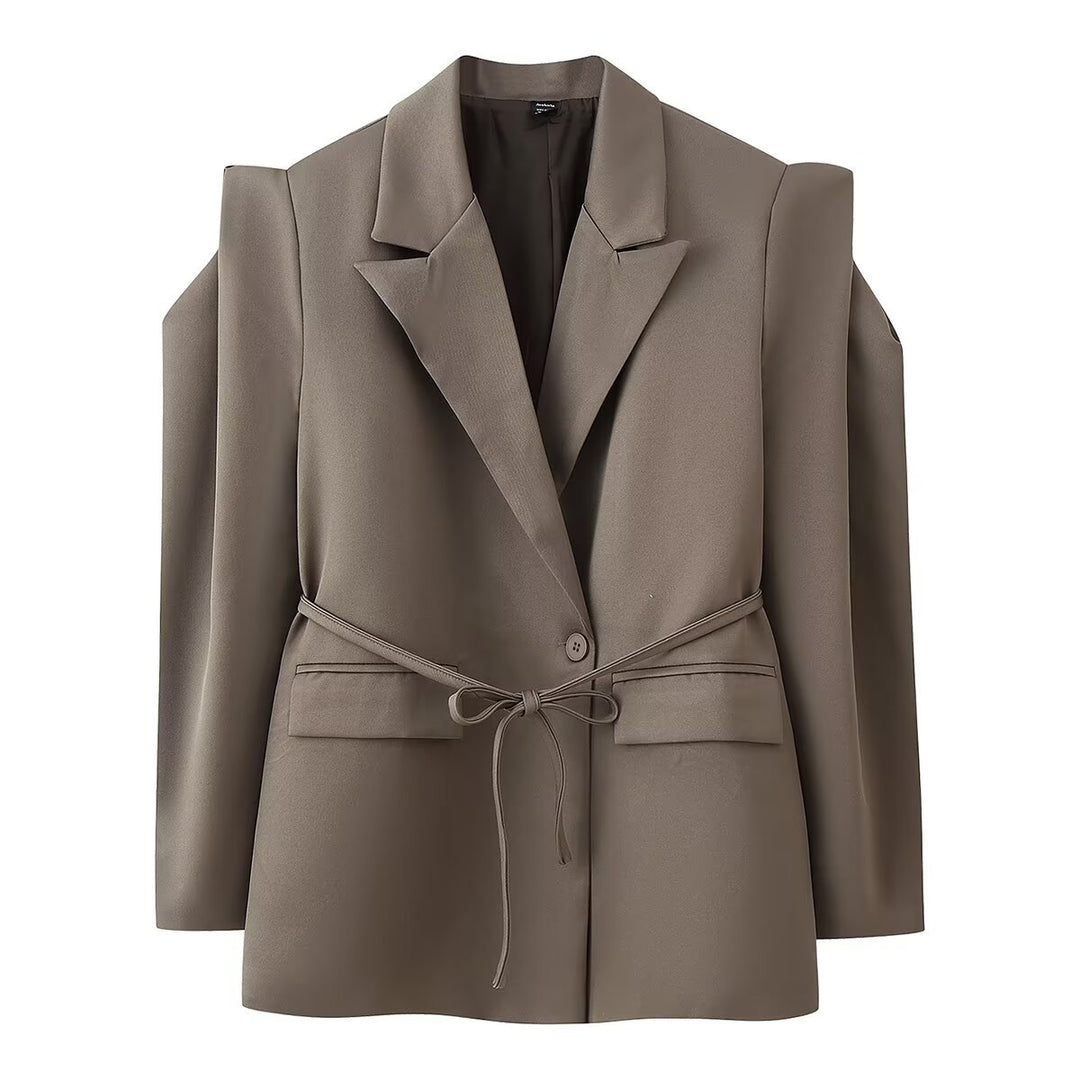 Damen Blazer mit Schulter-Cutouts, Taillengürtel und Ein-Knopf-Verschluss Echo Archiv