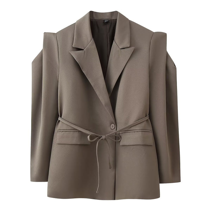 Damen Blazer mit Schulter-Cutouts, Taillengürtel und Ein-Knopf-Verschluss Echo Archiv