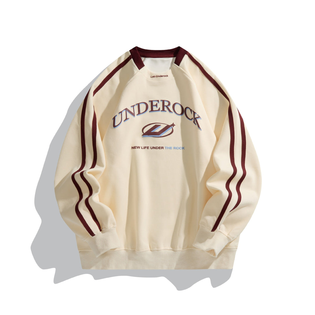 Unisex Oversize Rundhals-Sweatshirt mit Kontraststreifen und großem Logoprint Echoarchiv
