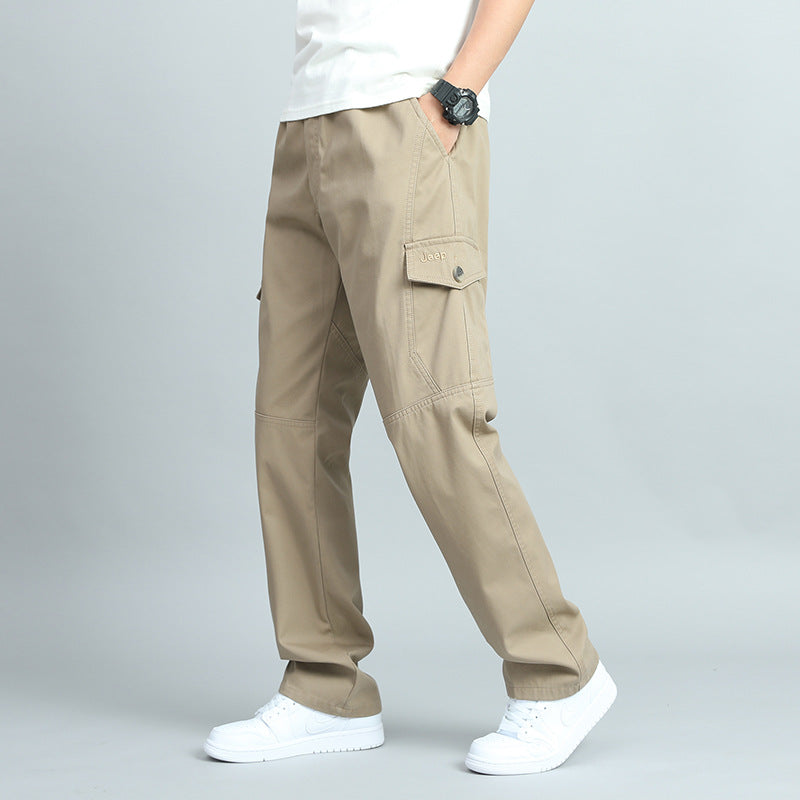 Herren Robuste Canvas-Cargohose mit geradem Bein, Knieabnähern & Klappentaschen Echo Archiv