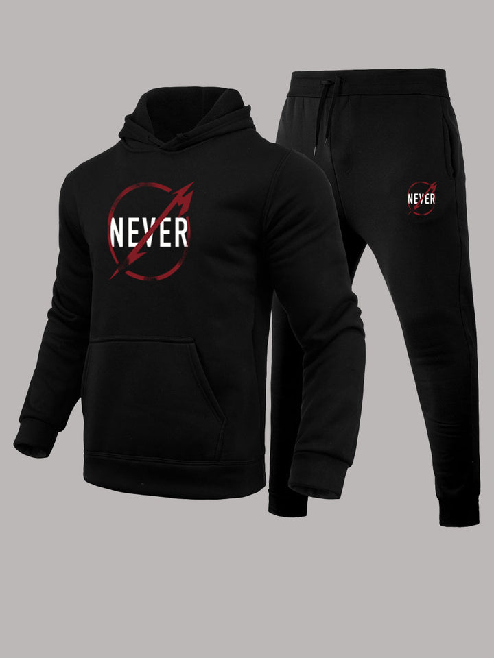 Herren Kapuzenpullover und Jogginghose Set mit motivierendem Aufdruck Echoarchiv