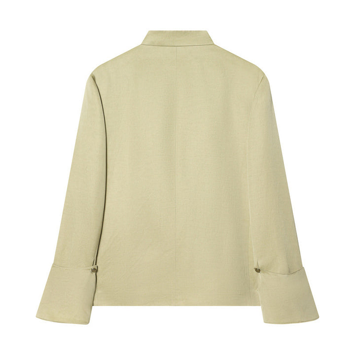 Damen Asymmetrische Blusenjacke mit Stehkragen und ausgestellten Manschetten Echo Archiv