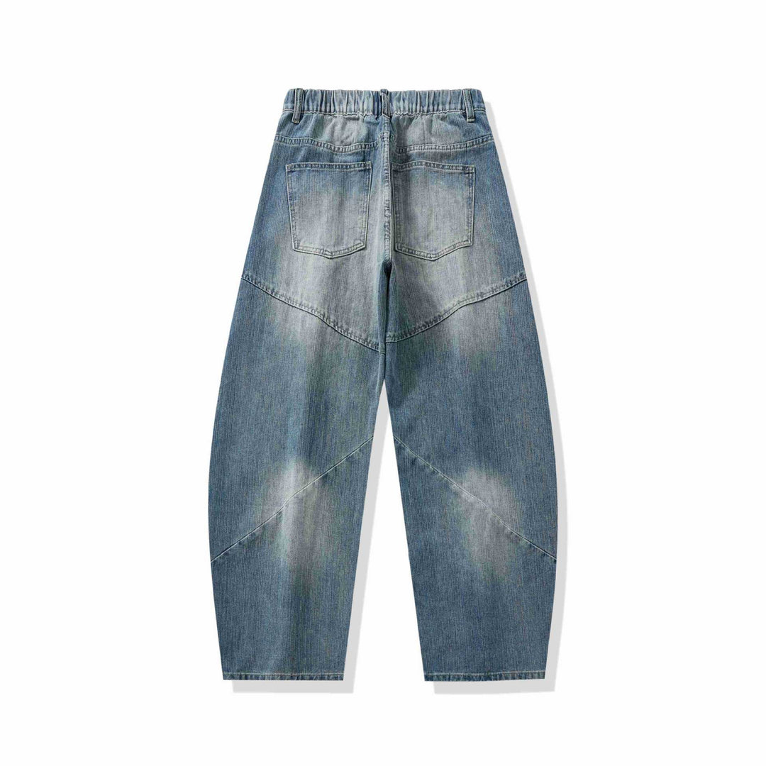 Damen Hochtaillierte Relaxed-Fit Jeanshose mit dekorativen Teilungsnähten und großzügigen Eingrifftaschen Echoarchiv