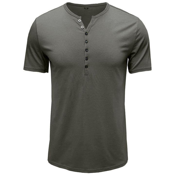 Herren Kurzarm Henley-Shirt mit modischem Knopfverschluss Echoarchiv