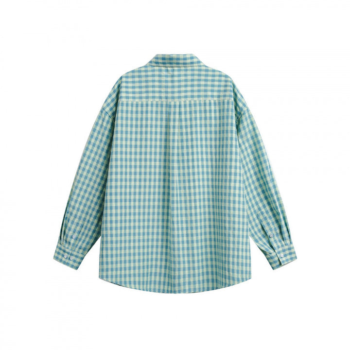 Damen Weites Oversize-Karohemd mit Brusttasche und abgerundetem Saum Echo Archiv