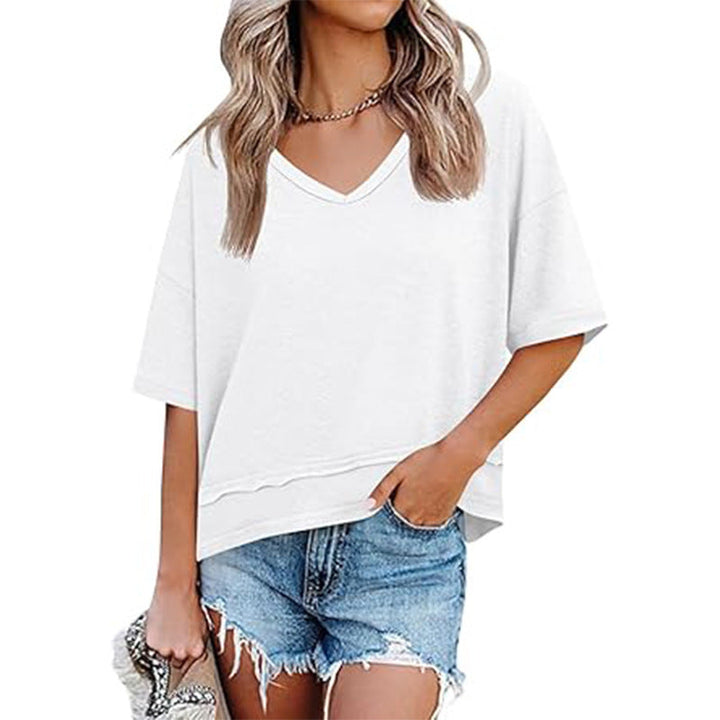 Damen lässiges V-Ausschnitt Oversized T-Shirt Echoarchiv
