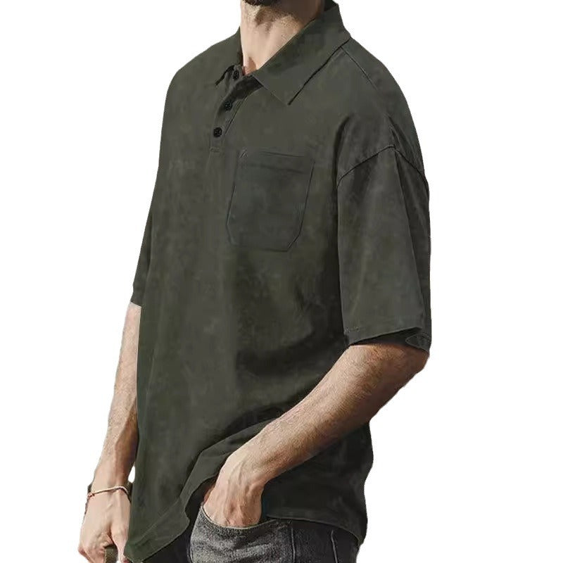 Herren lässiges Kurzarmhemd mit praktischer Brusttasche und softer Textur Echoarchiv