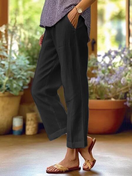 Damen nan lässige Cropped-Hose mit geradem Bein, dezenter Bügelfalte und seitlichen Eingrifftaschen Echo Archiv