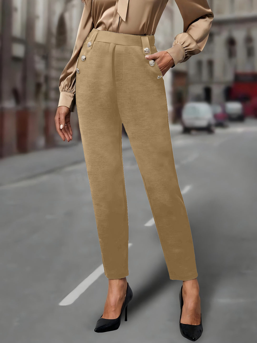 Damen Elegante und figurbetonte Hochbundhose Echo Archiv