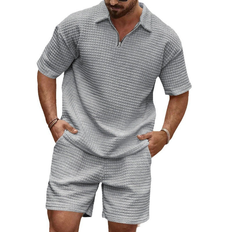 Herren lässiger Zwei-Teiler mit strukturiertem Oberteil und Shorts Echoarchiv