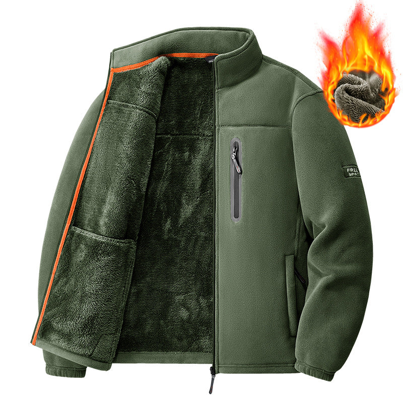 Herren nan Thermo-Fleecejacke mit hochflorigem Teddyfutter, Brust-Reißverschlusstasche und winddichter Front Echo Archiv