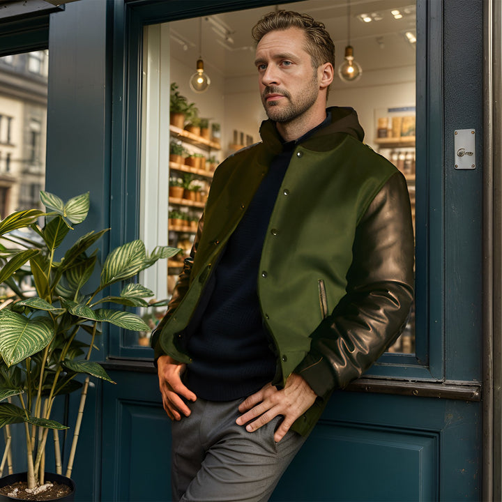 Herren stylische Bomberjacke mit Kontrastärmeln Echoarchiv