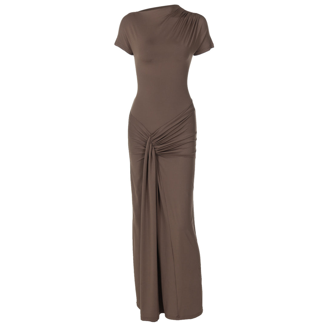 Damen Elegantes Maxikleid mit Drapierung und asymmetrischem Saum Echo Archiv