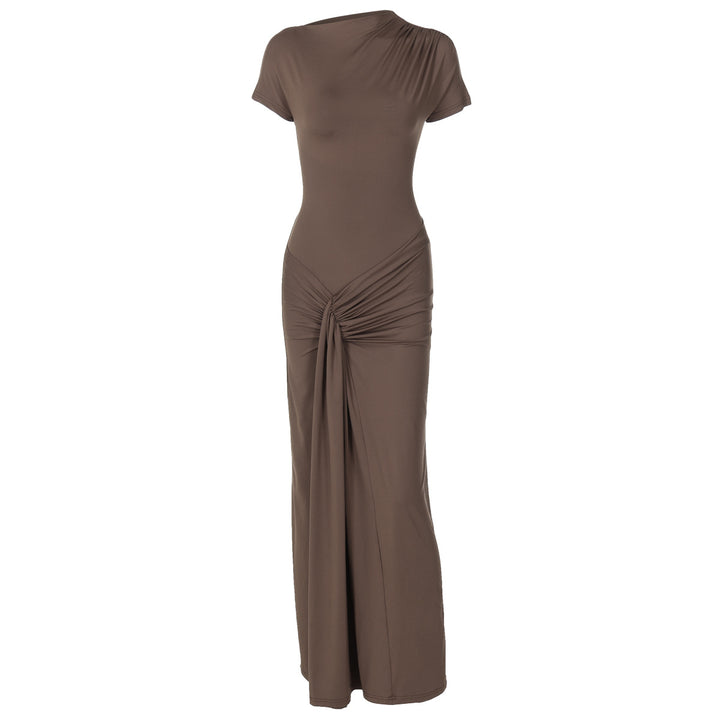 Damen Elegantes Maxikleid mit Drapierung und asymmetrischem Saum Echo Archiv