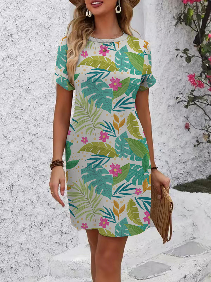 Damen lässiges Kurzarmkleid mit modernem Hahnentrittmuster und bequemer Passform Echo Archiv