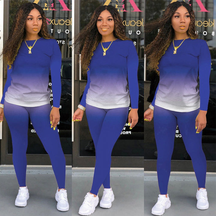 Damen Zweiteiliges Stretch-Set mit Langarmshirt und High-Waist-Leggings – Avérine