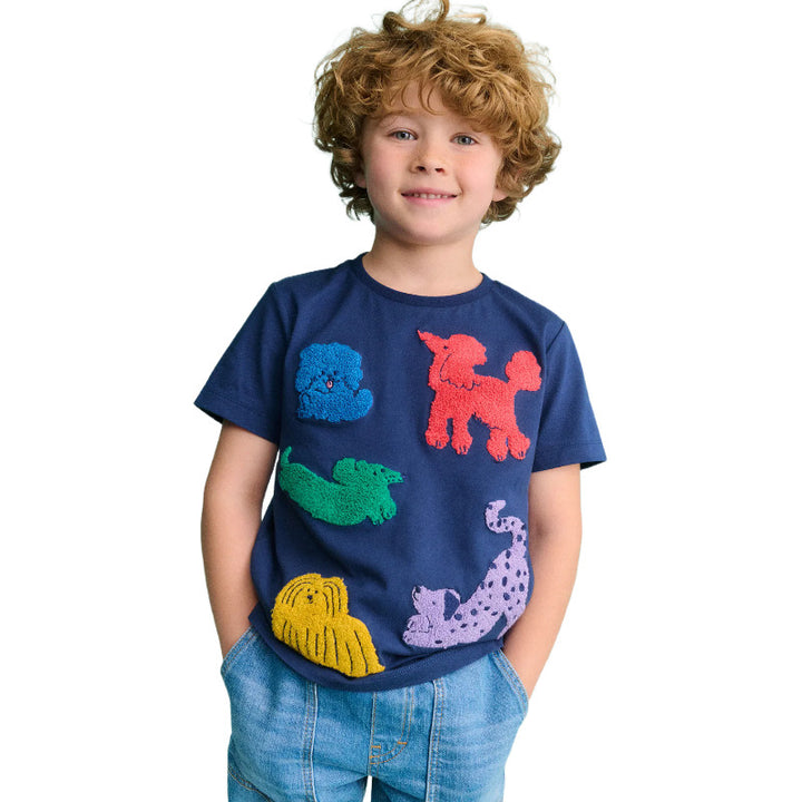 Jungen Kurzarm-T-Shirt mit buntem Tierapplikationsdesign Echo Archiv